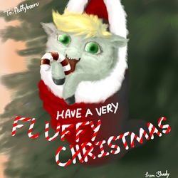 Size: 900x900 | Tagged: safe, artist:shadysmarty, fluffy pony, candy cane, christmas, christmas stocking, solo
