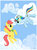 Size: 600x810 | Tagged: safe, artist:thephoebster, oc, oc only, oc:suncrisp, flying, goggles, neckerchief, offspring, parent:big macintosh, parent:fluttershy, parent:rainbow dash, parent:soarin', parents:fluttermac, parents:soarindash