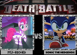 Size: 1008x720 | Tagged: safe, fili-second, pinkie pie, g4, crossover, death battle, exploitable, exploitable meme, female, male, mare, meme, sonic the hedgehog, sonic the hedgehog (series), sonic x