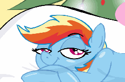 Size: 800x531 | Tagged: dead source, safe, artist:cybersp0nge, rainbow dash, g4, animated, explicit source, female, looking at you, solo, wink