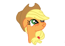 Size: 1772x1259 | Tagged: artist needed, safe, applejack, g4, bust, female, simple background, solo, twiface