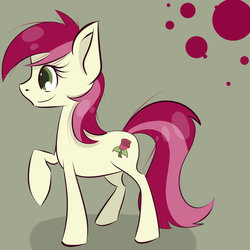 Size: 894x894 | Tagged: safe, artist:skune, roseluck, earth pony, pony, g4, female, mare, profile, raised hoof, smiling, solo