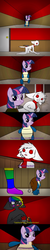 Size: 1011x5100 | Tagged: safe, twilight sparkle, turtle, g4, butcher knife, buy some apples, comic, die hard, hair spray, injured, lighter, text, twiface, wat, wrong neighborhood