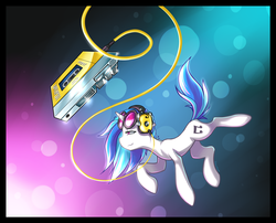 Size: 1156x935 | Tagged: safe, artist:romanrazor, dj pon-3, vinyl scratch, g4, female, headphones, solo, walkman