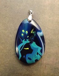 Size: 411x531 | Tagged: safe, artist:dragonataxia, queen chrysalis, g4, irl, pendant, solo, stone, traditional art