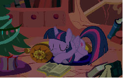 Size: 550x350 | Tagged: safe, artist:dat1fuglymuffin, twilight sparkle, alicorn, pony, g4, animated, breathing, christmas, female, loop, mare, perfect loop, sleeping, solo, startled, twilight cat, twilight sparkle (alicorn), waking up