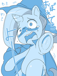 Size: 600x800 | Tagged: safe, artist:tsukusun, trixie, pony, unicorn, g4, female, japanese, mare, monochrome, pixiv, solo