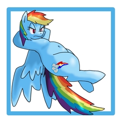 Size: 600x600 | Tagged: safe, artist:kushina13, rainbow dash, g4, belly button, female, pixiv, solo