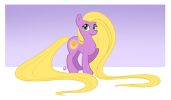 Size: 1100x644 | Tagged: safe, artist:kennasaur, pony, disney, disney princess, long mane, long tail, looking at you, ponified, raised hoof, rapunzel, smiling, solo, tangled (disney)