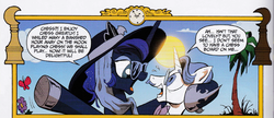 Size: 719x312 | Tagged: safe, artist:andypriceart, idw, fancypants, princess luna, g4, spoiler:comicm10, chess, hat, history of the world: part i, monocle, sun hat, sunglasses