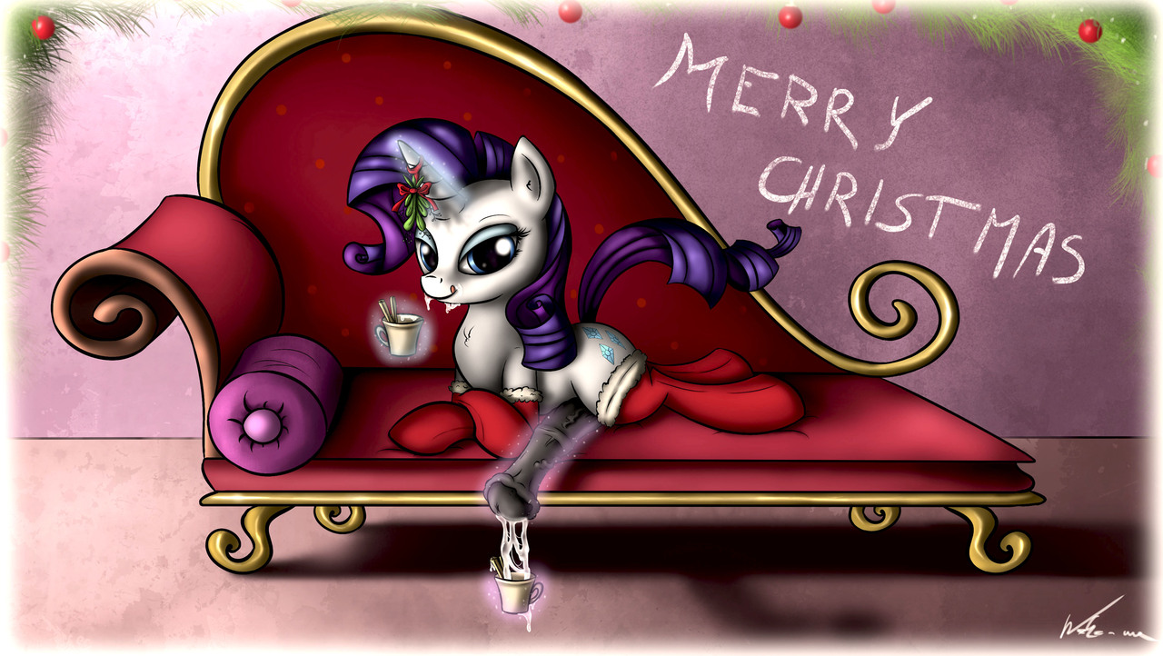 507059 Explicit Artist Neko Me Rarity Christmas Couch Cum Cum Drinking Cum In