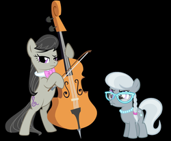 Size: 1244x1024 | Tagged: safe, artist:lekrazytacos, octavia melody, silver spoon, g4, duo, similarities, speculation