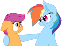Size: 1756x1320 | Tagged: safe, artist:lekrazytacos, rainbow dash, scootaloo, g4, duo