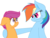 Size: 1756x1320 | Tagged: safe, artist:lekrazytacos, rainbow dash, scootaloo, g4, duo
