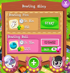Size: 483x504 | Tagged: safe, gameloft, hoity toity, octavia melody, g4, bowling alley, filly, game, job, work, younger