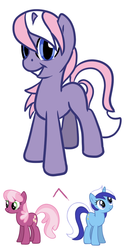 Size: 511x982 | Tagged: safe, artist:desert-sage, cheerilee, minuette, oc, earth pony, pony, unicorn, g4, magical lesbian spawn, offspring, parent:cheerilee, parent:minuette