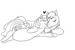 Size: 3000x2000 | Tagged: safe, artist:dolly, big macintosh, cheerilee, earth pony, pony, g4, belly, heart, male, monochrome, nuzzling, pregnant, ship:cheerimac, shipping, stallion, straight