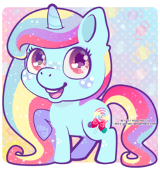 Size: 436x466 | Tagged: safe, artist:miss-glitter, oc, oc only, oc:sugar rush, pony, unicorn, female, freckles, mare, solo