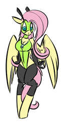 Size: 476x892 | Tagged: safe, artist:cider, fluttershy, anthro, unguligrade anthro, g4, cosplay, female, gir, hilarious in hindsight, invader zim, solo