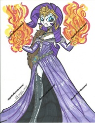 Size: 1205x1557 | Tagged: safe, artist:ponygoddess, rarity, human, equestria girls, g4, angry, female, fire, humanized, liliana vess, magic the gathering, necromancer, planeswalker, pony coloring, solo