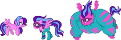 Size: 1725x577 | Tagged: safe, artist:ribbetlion, artist:starryoak, flitterheart, saddle rager, pegasus, pony, g4, power ponies (episode), angry, clothes, costume, flutterhulk, frown, glare, gritted teeth, mask, muscles, nervous, power ponies, ripped, scared, simple background, spread wings, the incredible hulk, white background