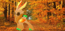 Size: 559x273 | Tagged: safe, artist:princessamity, oc, oc only, hybrid, antennae, autumn, berry, bud, leaves, scenery, solo, tree