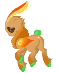 Size: 384x489 | Tagged: safe, oc, oc only, hybrid, mothpony, original species, antennae, berry, bud, butt, clothes, heart, panties, pixel art, plot, solo, thong, underwear