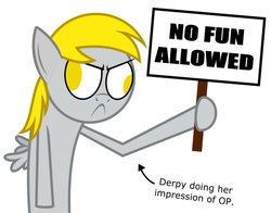 Size: 600x470 | Tagged: safe, derpy hooves, pegasus, pony, g4, female, mare, no fun allowed, reaction image, solo