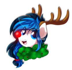 Size: 1024x990 | Tagged: safe, artist:xnightmelody, oc, oc only, oc:melody breeze, reindeer antlers, solo