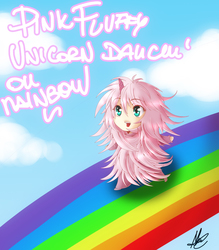 Size: 2893x3307 | Tagged: safe, artist:albablue, oc, oc only, oc:fluffle puff, human, pink fluffy unicorns dancing on rainbows, humanized, light skin, solo