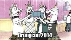Size: 400x225 | Tagged: safe, pony, unicorn, bronycon, beer, bros, male, meme, pony reference, regular show