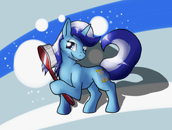 Size: 4000x3000 | Tagged: safe, artist:rodney5, minuette, pony, unicorn, g4, brushie, female, high res, hoof hold, solo, toothbrush