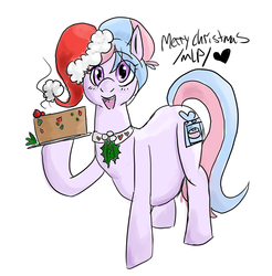 Size: 1937x1967 | Tagged: safe, artist:dolly, artist:twizzle, oc, oc only, oc:bundle joy, /mlp/, belly, christmas, colored, fruitcake, hat, holly, pregnant, santa hat, solo