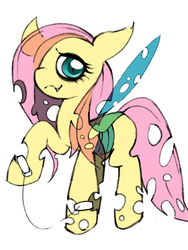 Size: 1536x2048 | Tagged: safe, artist:hwaho, fluttershy, changeling, g4, changelingified, cute, female, flutterling, solo