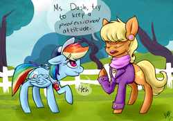 Size: 1500x1050 | Tagged: safe, artist:lizzyoli-ravioli, ms. harshwhinny, rainbow dash, flight to the finish, g4, clothes, hat, whistle