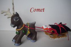 Size: 668x438 | Tagged: safe, artist:berrymouse, deer, reindeer, g3, comet, customized toy, irl, photo, sleigh, solo, toy