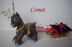 Size: 668x438 | Tagged: safe, artist:berrymouse, deer, reindeer, g3, 2013, comet, customized toy, irl, photo, sleigh, solo, toy