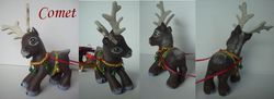 Size: 995x361 | Tagged: safe, artist:berrymouse, deer, reindeer, g3, comet, customized toy, irl, photo, sleigh, solo, toy