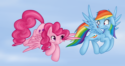 Size: 2632x1404 | Tagged: safe, artist:astie-th, rainbow dash, surprise, pegasus, pony, g4, bodypaint, painting characters, race swap