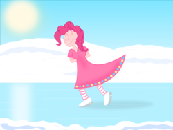 Size: 900x675 | Tagged: safe, artist:bio4, pinkie pie, human, g4, female, humanized, ice skating, light skin, solo