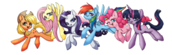 Size: 1700x543 | Tagged: safe, artist:adailey, applejack, fluttershy, pinkie pie, rainbow dash, rarity, twilight sparkle, g4, group, mane six