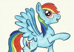 Size: 2181x1541 | Tagged: safe, artist:swiftmelody, rainbow dash, g4, female, solo, traditional art