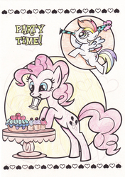 Size: 2212x3136 | Tagged: safe, pinkie pie, rainbow dash, g4, colored, coloring book, cupcake