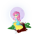 Size: 1289x1399 | Tagged: safe, artist:rariedash, fluttershy, butterfly, human, g4, clothes, dress, female, flower, lineless, moon, open mouth, rose, sitting, smiling, solo