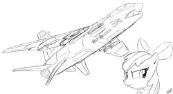 Size: 2650x1440 | Tagged: dead source, safe, artist:pak-faace1234, apple bloom, g4, missile, monochrome, xf8u-iii super crusader