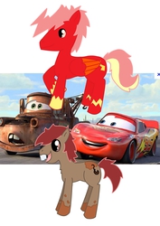 Size: 1240x1754 | Tagged: safe, artist:spot1the2dog3, car, cars (pixar), lightning mcqueen, pixar, ponified, tow mater