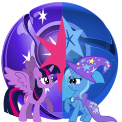 Size: 512x512 | Tagged: safe, artist:blackgryph0n, artist:flutterflyraptor, artist:little-fr34k, artist:triox404, trixie, twilight sparkle, alicorn, pony, g4, female, google chrome, mare, simple background, transparent background, twilight sparkle (alicorn), vector