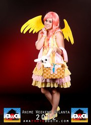 Size: 608x840 | Tagged: safe, artist:ayeavast, angel bunny, fluttershy, human, g4, 2012, anime weekend atlanta, basket, convention, cosplay, irl, irl human, photo, plushie, solo