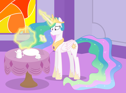 Size: 5417x4000 | Tagged: safe, artist:w0lfylicious, princess celestia, alicorn, pony, g4, absurd resolution, female, magic, mare, solo, tea, teacup