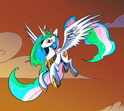 Size: 2000x1791 | Tagged: safe, artist:meatmcfist, princess celestia, g4, female, flying, solo